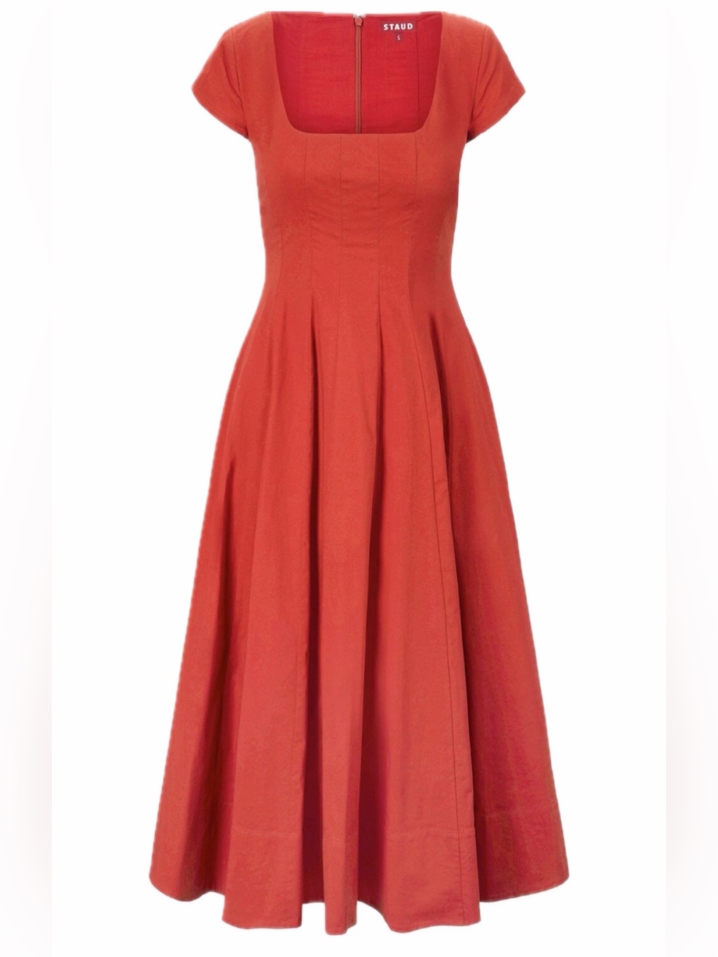 Staud Rust Square-Neck Maxi Dress Midi Wells